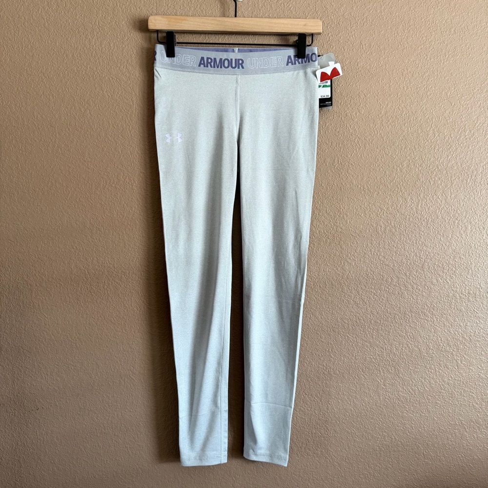 Under Armour Atheleisure Girls Light Gray Leggings Size Large NWT